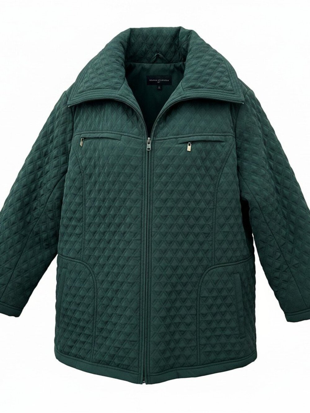 Green Quilted Jacket Zip Front Nordstrom Gallery Woman 3X Classic